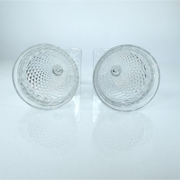 Vintage Westmoreland Hobnail Pressed Glass Goblets Diamond Cut Clear – Set of 2 - Picture 3 of 6